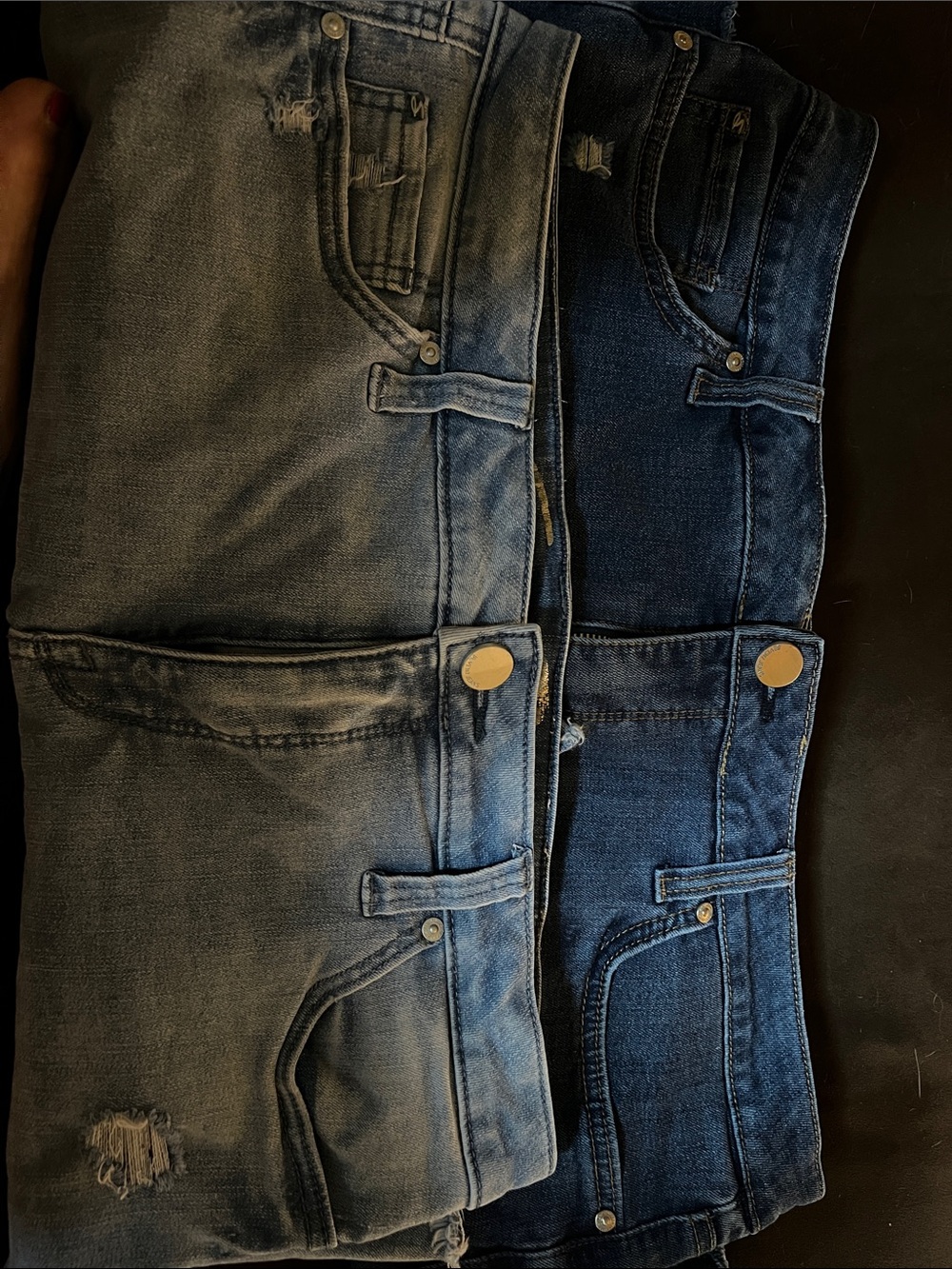 Seven7 Women's Jean Shorts in Light Blue and Dark Blue Washes
